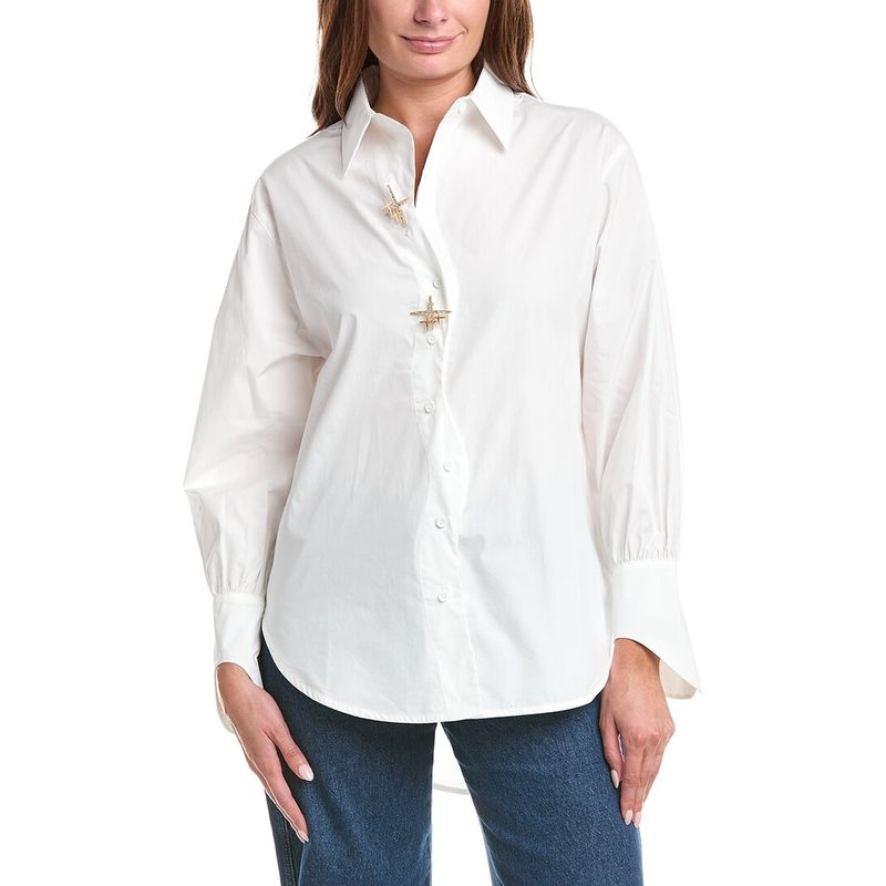Gracia Womens High-Low Shirt, White